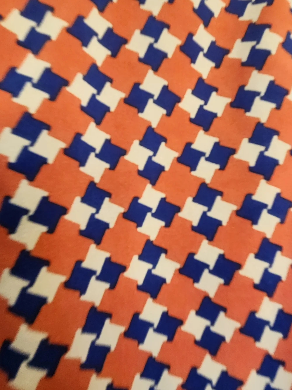 mine Orange and Navy Geometric Cutout Blouse S Euc